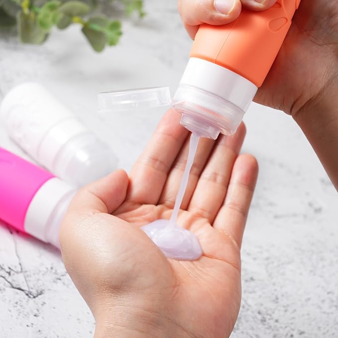 18 Pack travel Bottles for Toiletries, TSA Approved Silicone Travel Containers Leak Proof Refillable Travel Accessories for Shampoo Conditioner Lotion Body Wash(Multicolored D)