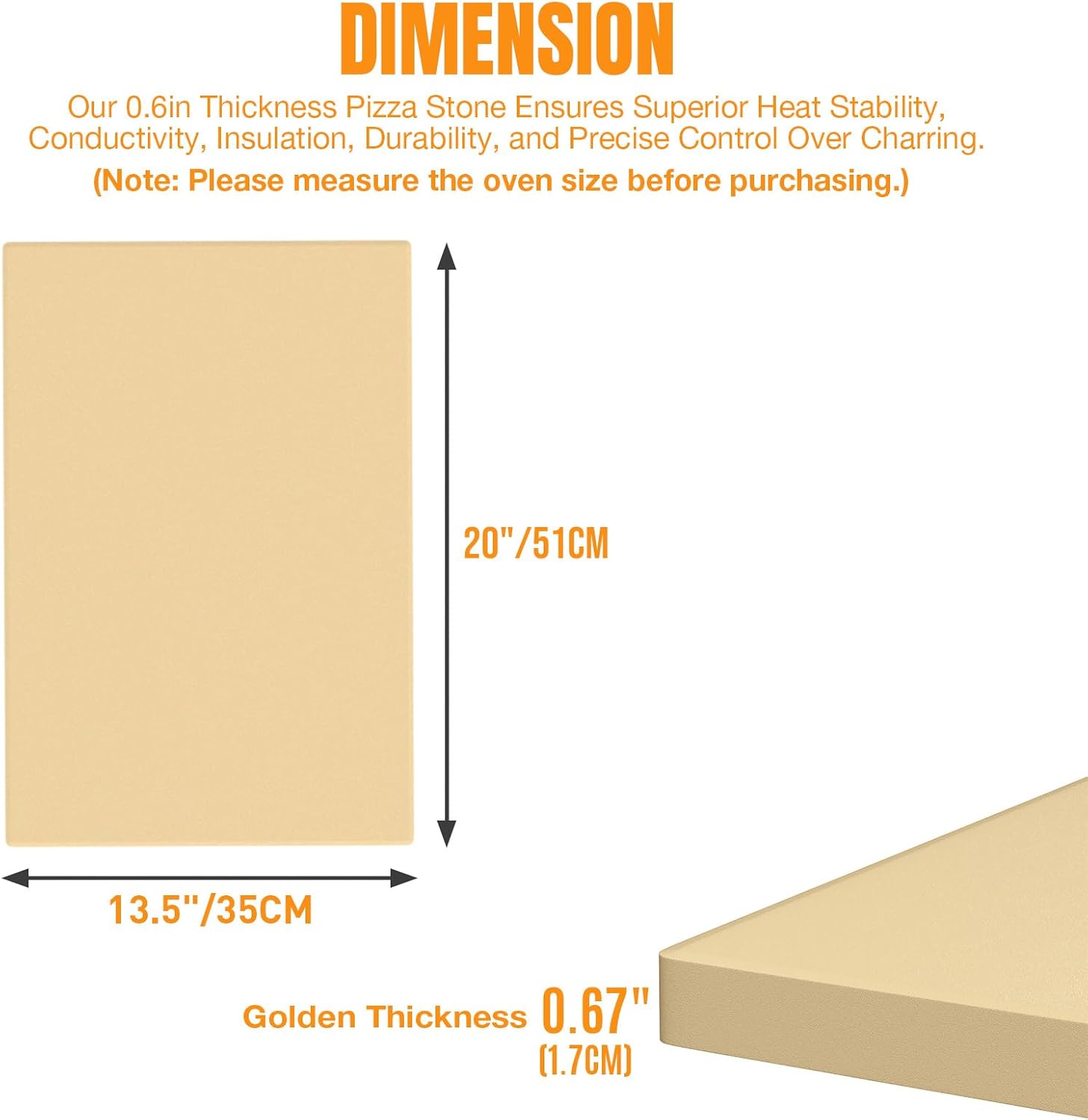 Large Pizza Stone 20" x 13.5" for Grill Rectangular Thick (0.67”) Baking Pizza Stone for Oven Heavy Duty Cordierite, Ideal for Baking Pizzas - Includes Scaper