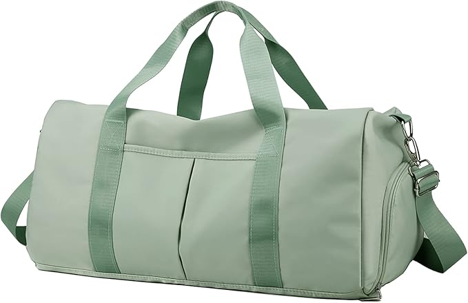 Forestfish Sports Gym Bag Travel Duffel Bag with Dry Wet Pocket & Shoes Compartment for Women and Men (Green)