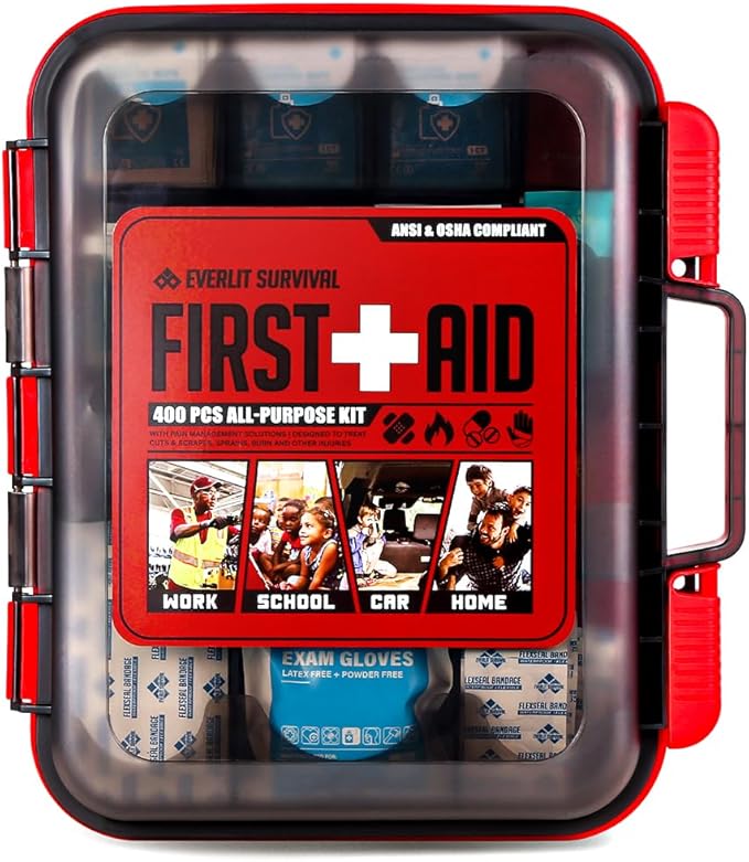 EVERLIT 400 Pcs Emergency First Aid Kit Medical Kit Professional Med Kit Supplies for Preparedness, Survival, Office, School, Home, Disaster, Car, Business, Restaurant