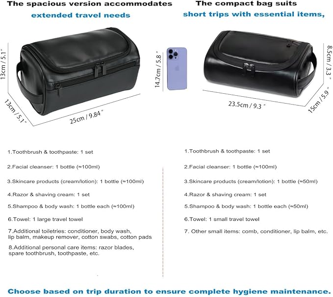 Personalized Large Toiletry Bag for Men,Premium Quality Durable and Stylish Travel Organizer for Travel, Grooming and Personal Care,Waterproof Leather Dopp Kit Gifts for Men
