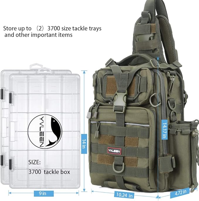 Fishing Tackle Backpack - Yvleen Outdoor Fishing Tackle Box Bag Waterproof Shoulder Backpack Fishing Gear - Saltwater Fishing Tackle Tool Box Bag