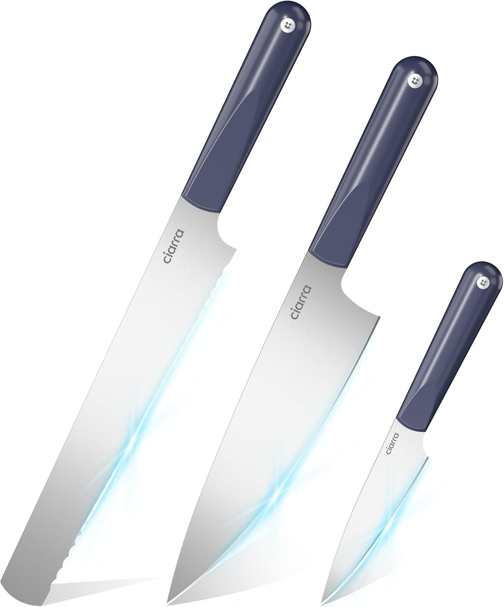 CIARRA Professional Kitchen Knife Set 5 PCS - Chef Knife Set, Bread Knife, Utility Knife, High Carbon Stainless Steel Cooking Knives with Gift Box (Blue)