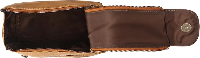 KomalC Premium Buffalo Leather Unisex Toiletry Bag Travel Dopp Kit