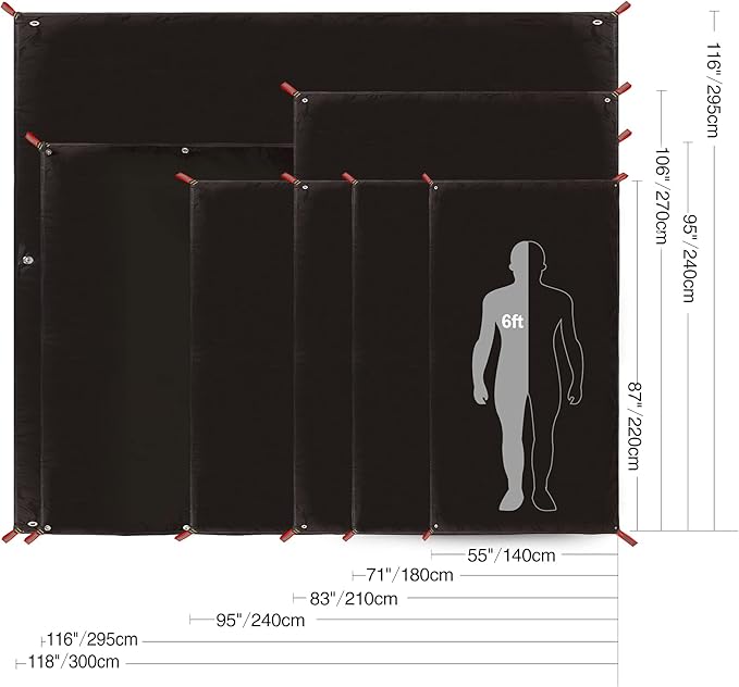 REDCAMP Ultralight Tent Footprint for 6 Person Tent, Multifunctional Waterproof Camping Tent Tarp for Camping, Hiking and Survival Gear, Lightweight,95"x116"