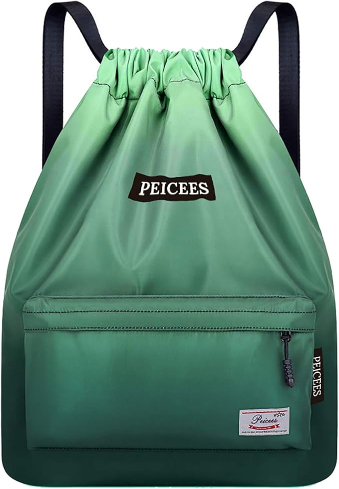 Peicees Waterproof Drawstring Sport Bag Lightweight Sackpack Backpack for Men and Women