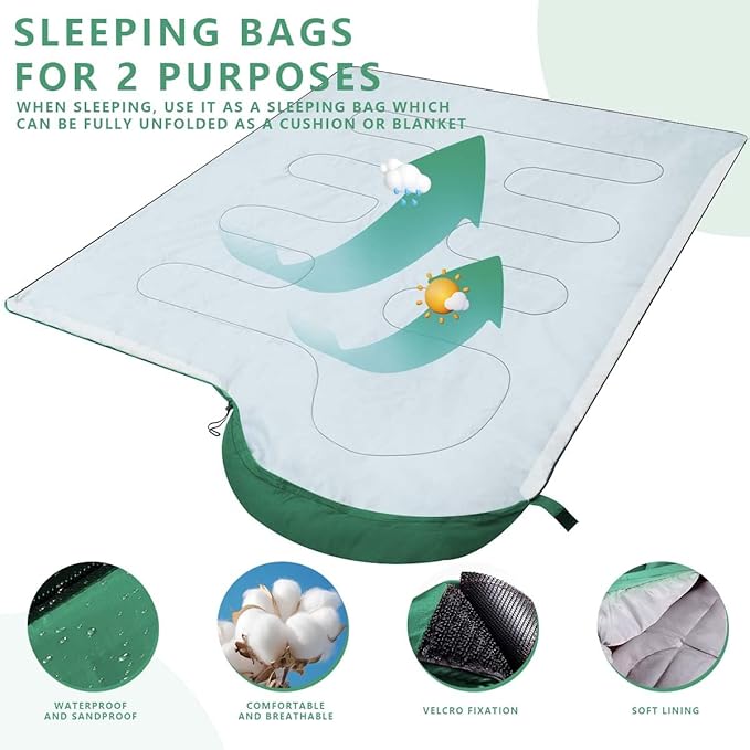 OBTANIM Camping Sleeping Bags Portable Waterproof Sleeping Bag for Adults Kids 4 Seasons Winter, Fall, Spring, Summer Backpacking Hiking Camping Mountaineering Indoor Outdoor Use