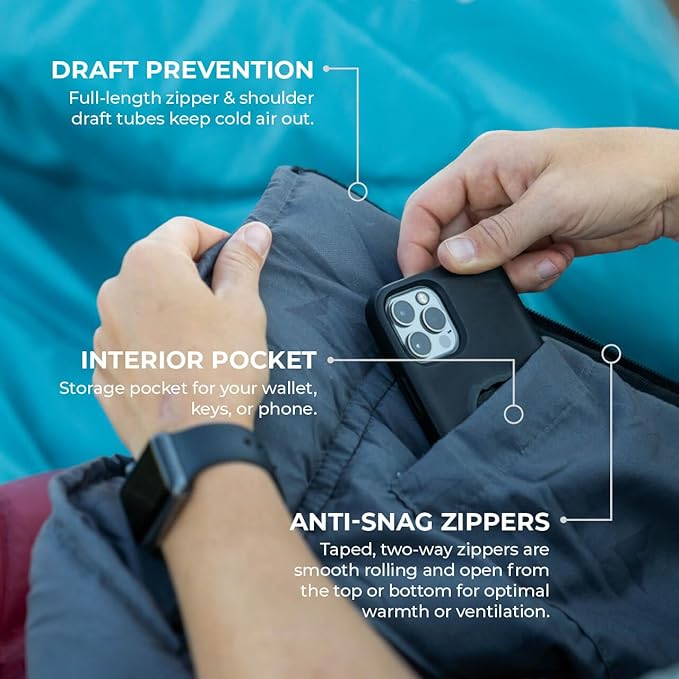 Teton Mammoth Queen Size Double Sleeping Bag- A Warm Bag The Whole Family can Enjoy – Great for Camping, Hunting and Base Camp. Compression Sack Included