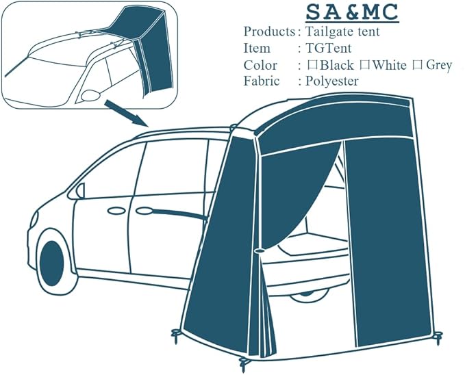 SUV Tent Van Camping Nomadic Camper Sleeping Take Shower or Change Clothes in Vehicle Water-Repellent and Lightweight Portable Bag Set up Size: L.W.H: 148x148x230 Centimeters