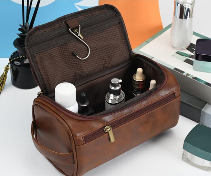 Personalized Large Toiletry Bag for Men,Premium Quality Durable and Stylish Travel Organizer for Travel, Grooming and Personal Care,Waterproof Leather Dopp Kit Gifts for Men
