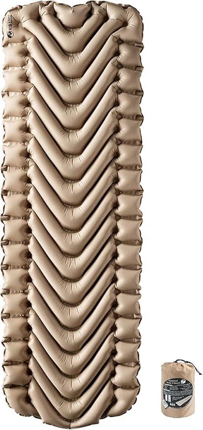 Klymit Insulated Static V Inflatable Camping Sleeping Pad and Static V Sheet Pad Cover Bundle, One Size, Coyote Sand