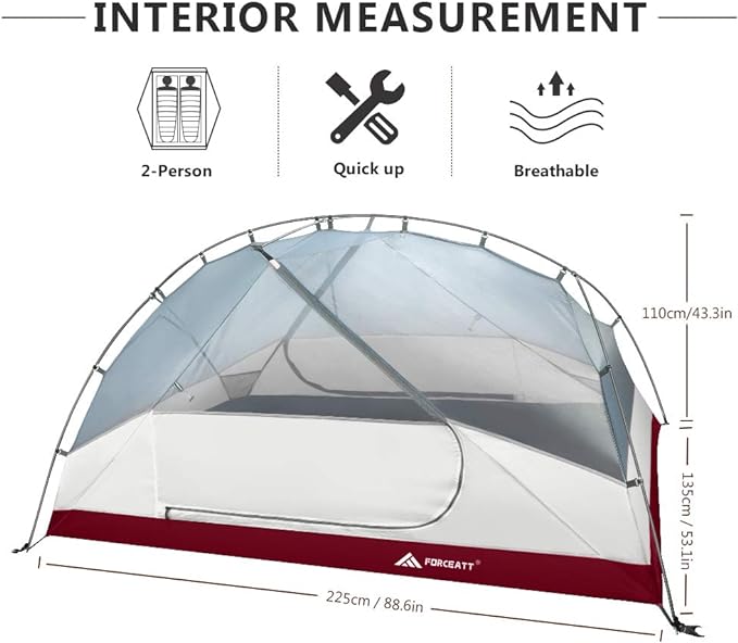 Forceatt Tent for 2 and 3 Person is Waterproof and Windproof, Camping Tent for 3 to 4 Seasons,Lightweight Aluminum Pole Backpacking Tent Can be Set Up Quickly,Great for Hiking
