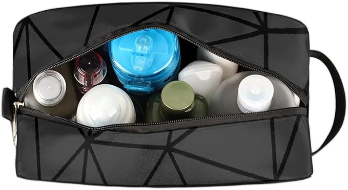 Black Triangle Hanging Toiletry Bag,Travel Hygiene Kits for Boys Mens,Waterproof Makeup Carry-on Bags,Cosmetic Bag,TSA Approved Shave Dopp Kit for Toiletries Shower Bathroom Accessories Gifts