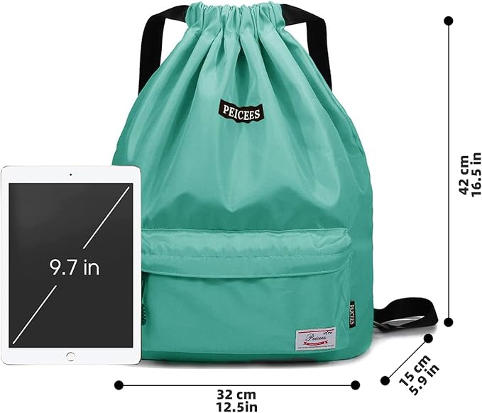 Peicees Waterproof Drawstring Sport Bag Lightweight Sackpack Backpack for Men and Women