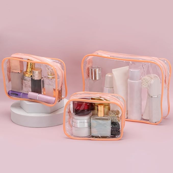 Tbestmax 10 Pack Clear Cosmetic Bags Makeup Bags Portable Waterproof TSA Approved Travel Toiletry Bags Organizer