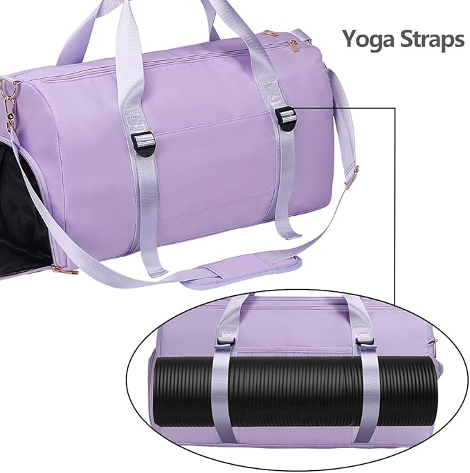 ICEIVY Gym Duffle Bag Dry Wet Separated Gym Bag Sport Duffle Bag Training Handbag Yoga bag with Extra Drawstring Backpack for man and women (TaroPurple-Upgrade) Large