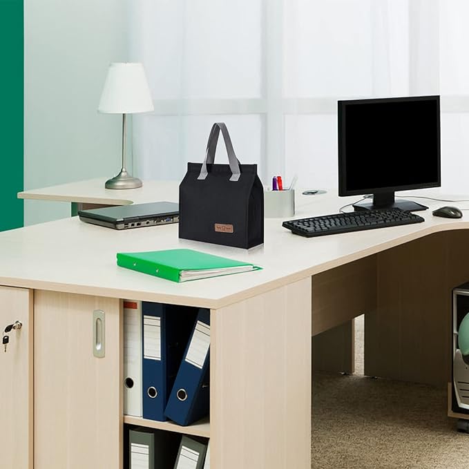 2pcs Black Lunch Bag Insulated, Lunch Box Bag, Reusable Lunch Tote Bag, Lunch Box Container Bag Insulated for Women, Men, Work, Office, Travel