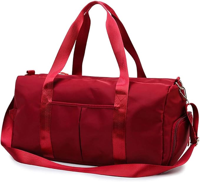 KARRESLY Sports Gym Bag for Women Travel Duffel Bag with Wet Pocket and Shoes Compartment for Training Swim Yoga(Red)