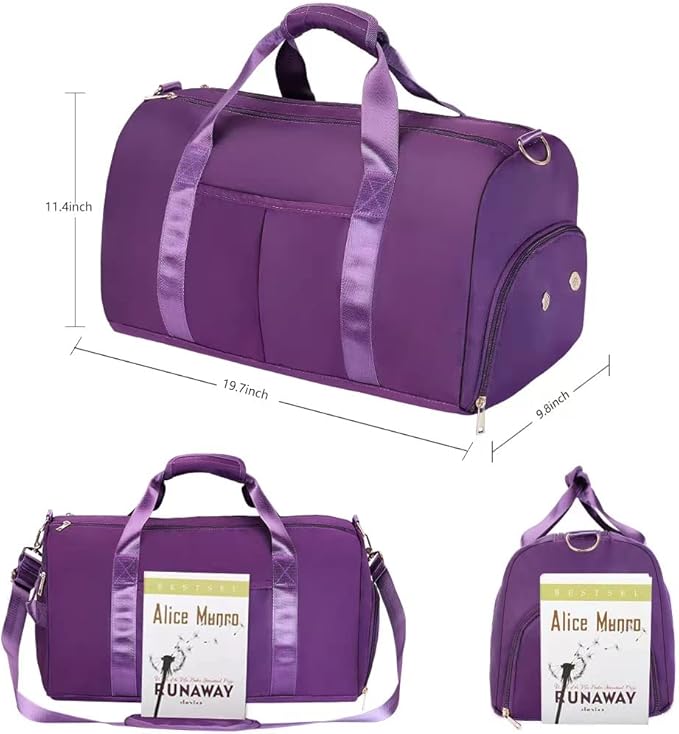 ICEIVY Gym Duffle Bag Dry Wet Separated Gym Bag Sport Duffle Bag Training Handbag Yoga bag with Extra Drawstring Backpack for man and women (Purple-Upgrade) Large