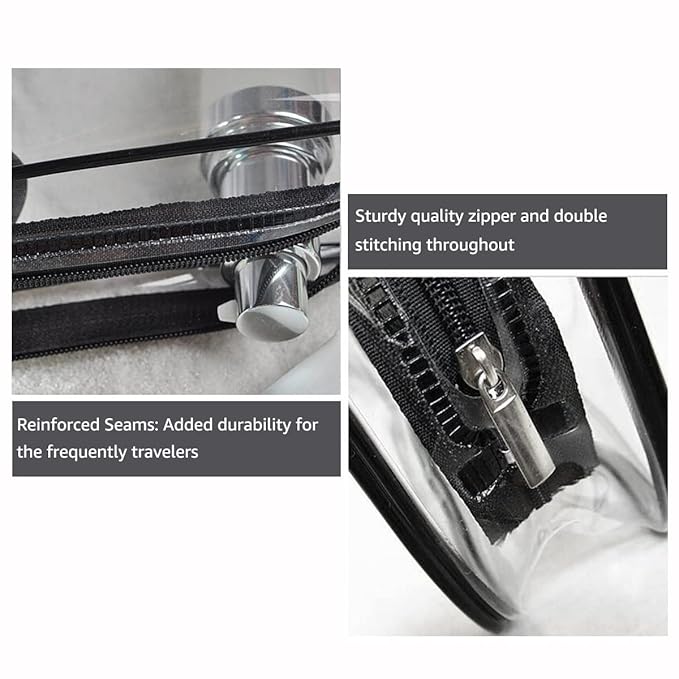4Pcs Crystal Clear PVC Travel Toiletry Bag Kit for Women Men, Waterproof Vinyl Packing Organizer Storage Bags with Zipper Handle Straps, Cosmetic Pouch Carry on Airport Airline Compliant Bag Handbag