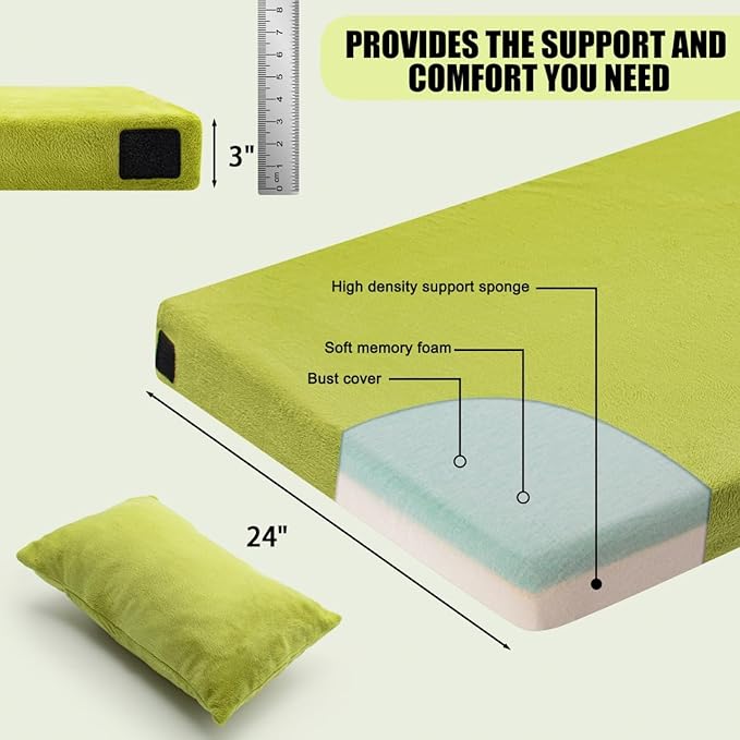 3 Inch Thick Memory Foam Sleeping Pad Camping Mattress,Portable Roll up Mattress-Car/Tent/Cot/Floor,Comfortable Sleeping Mats for Guests Kids Adult Sleepover