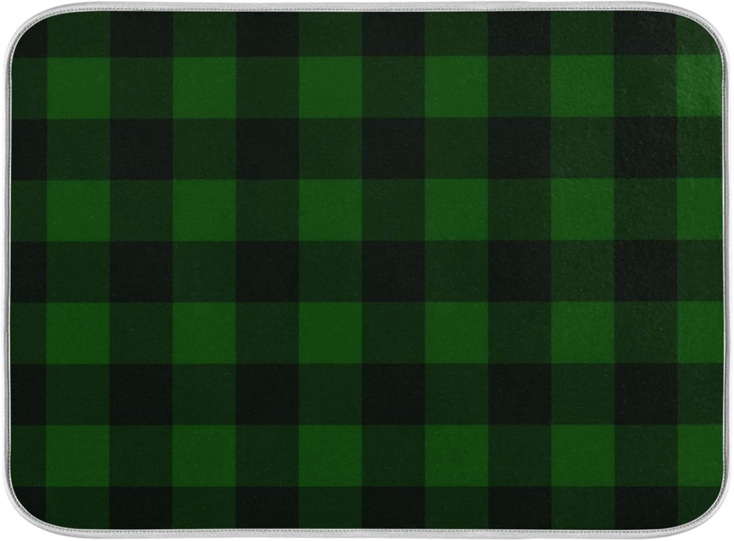 Super Absorbent Dish Drying Mat, Microfiber Fast-Drying Dish Mat, 24" x 18", Kitchen Dish Drying Pad Vintage Hunter Green Plaid