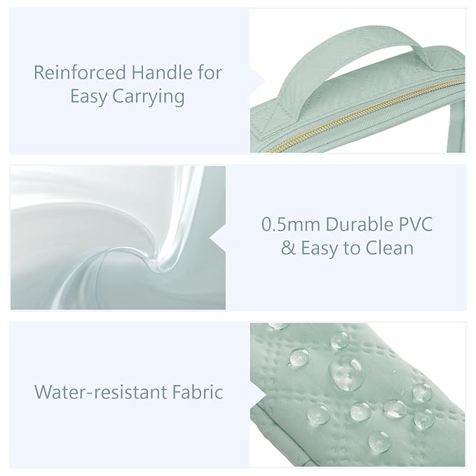 PACKISM TSA Approved Toiletry Bag, 2 Pack Clear Makeup Bags with Handle Large Opening, Clear Toiletry Bag Fit Carry-on Travel Essential, Travel Bags for Toiletries, Laurel Green