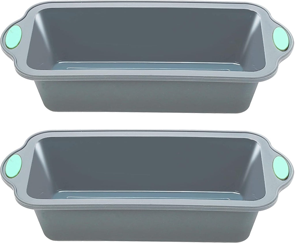 To encounter 9 Inch Silicone Bread and Loaf Pan, 2 Pack Food Grade Nonstick Silicone Molds for Baking Banana Bread, Meat Loaf, Pound Cake, with Metal Reinforced Frame More Strength