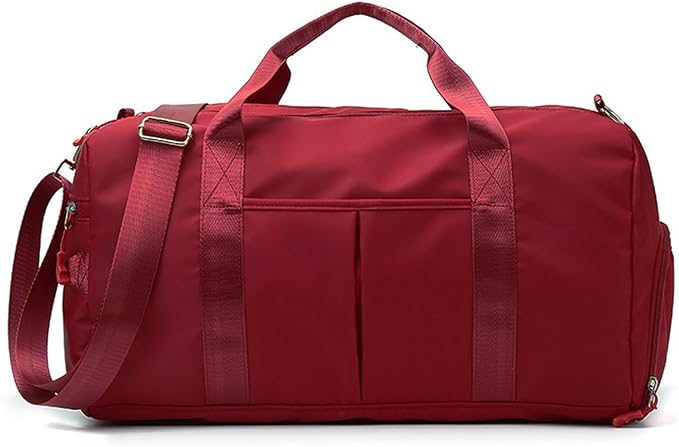 KARRESLY Sports Gym Bag for Women Travel Duffel Bag with Wet Pocket and Shoes Compartment for Training Swim Yoga(Red1)