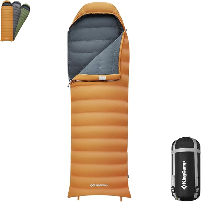 KingCamp Down Sleeping Bag for Adults, 600 FP Cold Weather 3-4 Season Sleeping Bag, Ultralight & Compact with Compression Sack for Backpacking, Camping, Hiking