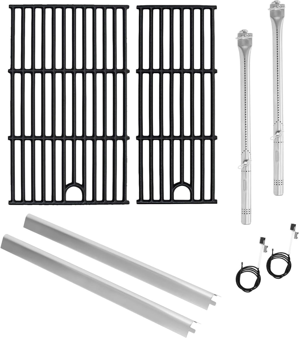 Grill Parts for Charbroil Performance 2-Burner 463630021 463660421 463655621 463630422 463654022, 17 inch Cooking Grate, Burner and Heat Plate Parts for Charbroil Grill Replacement Parts