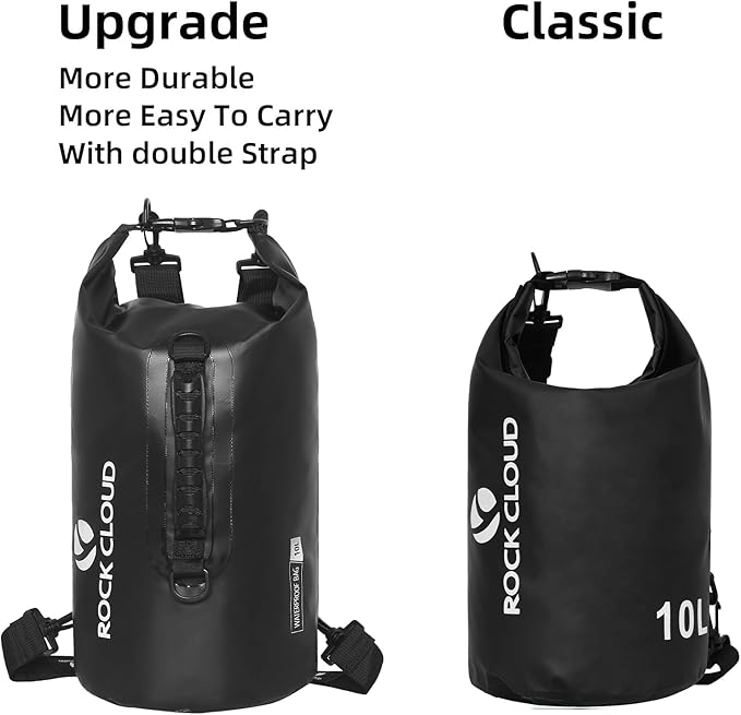 ROCK CLOUD Dry Bag Waterproof 10L Dry Sack for Kayaking Rafting Boating Beach Surfing Swimming Canoe Camping Hiking Fishing Ski