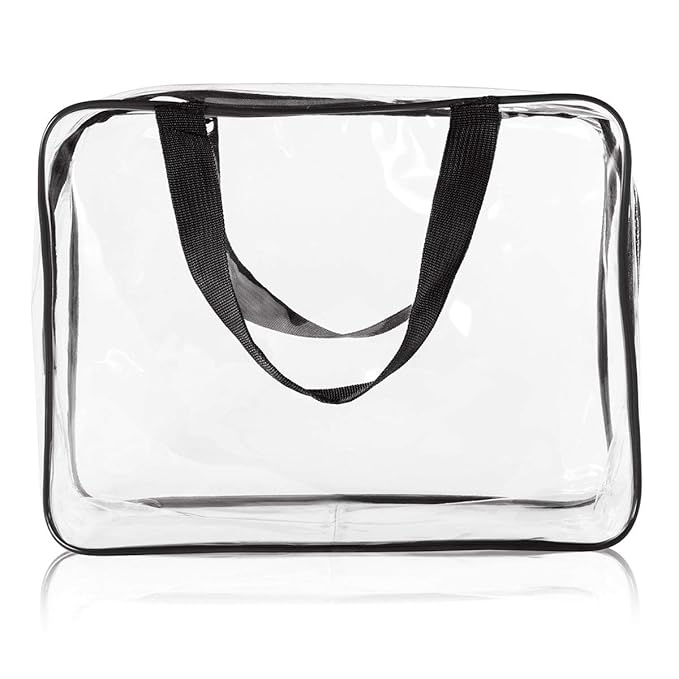 5Pcs Crystal Clear PVC Travel Toiletry Bag Kit for Women Men, Waterproof Vinyl Packing Organizer Storage Bags with Zipper Handle Straps, Cosmetic Pouch Carry on Airport Airline Compliant Bag Handbag