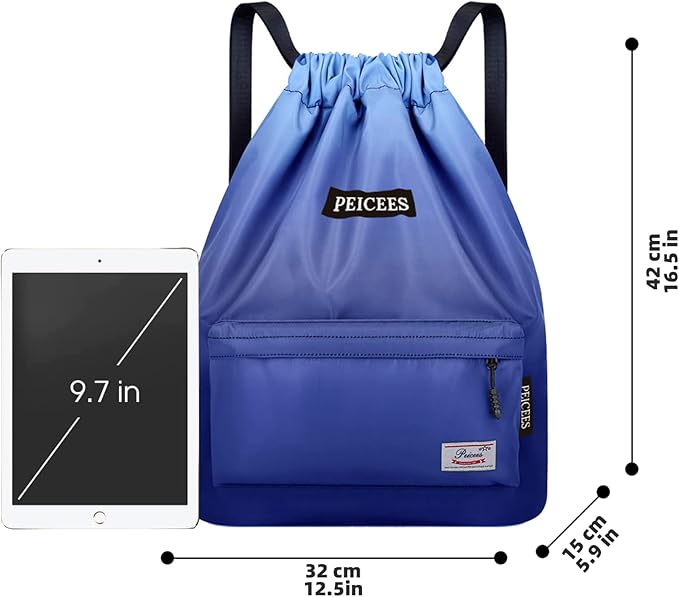 Peicees Waterproof Drawstring Sport Bag Lightweight Sackpack Backpack for Men and Women