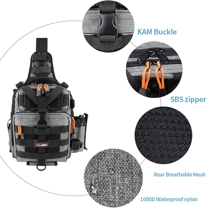 YVLEEN Fishing Tackle Backpack Storage Bag, Water-Resistant Fishing Backpack with Rod Holder, Gift for Men