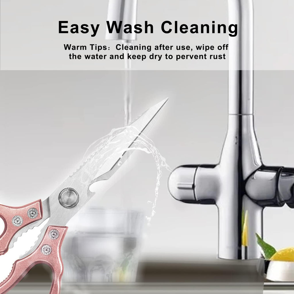 Kitchen Scissors, Heavy Duty Sharp Kitchen Shears Dishwasher Safe, Kitchen Accessories Cooking Shears for Kitchen Meat Chicken Fish Poultry Herb Bread (Rose gold)