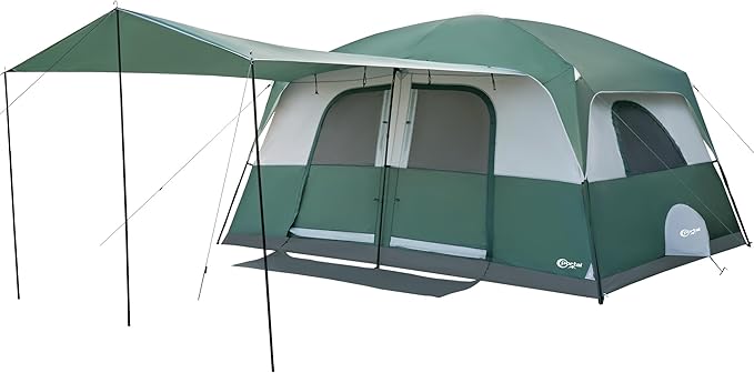 PORTAL 8 Person Family Camping Tent with Porch, Weather Resistant Camping Tents with Rainfly, Large Cabin Tents with 2 Room, Easy Set Up Tent for Outdoor Camping, Backyard
