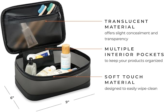 Briggs & Riley Toiletry Kit - Travel Bags for Women & Men, Organizer for Vacation, Dopp Kit for Bathroom Accessories, Makeup, & Skincare