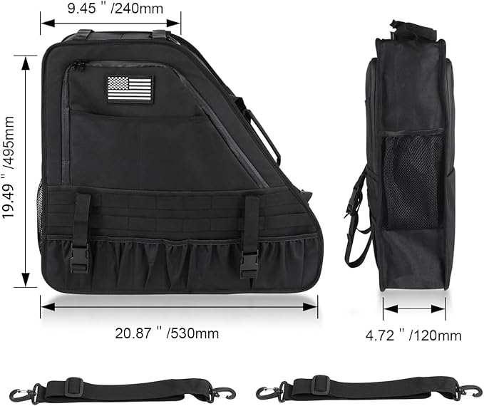 2Pcs Rear Roll Bar Storage Bags Car Trunk Cargo Cage Organizer Multi-Pockets Handbags Organizers Cargo Bag Saddlebag Kit Accessories for Ford Bronco Offroad 2/4 Door 2021-2024 (BLACK)