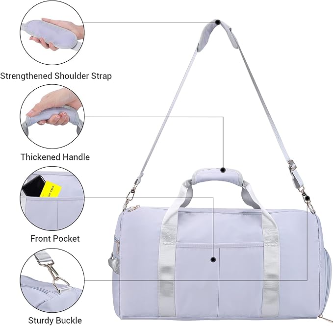 ICEIVY Gym Duffle Bag Dry Wet Separated Gym Bag Sport Duffle Bag Training Handbag Yoga bag with Extra Drawstring Backpack for man and women (Grey-Upgrade) Large