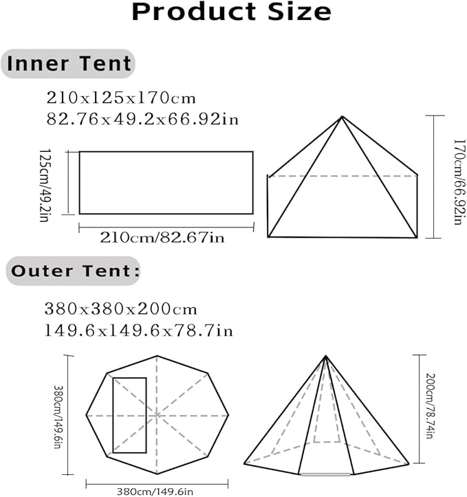 Camping Hot Tent with Wood Stove Jack Winter Teepee Tent 4 Season Backpacking Tent for Survival Hunting Military Fishing