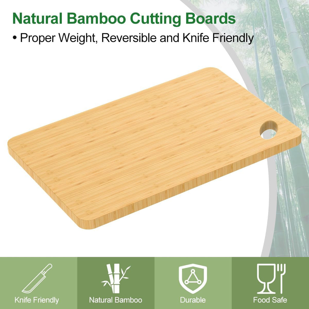 Wood Cutting Boards for Kitchen, 1 Pcs Chopping Board for Meat Vegetables Fruits- Small Bamboo Cutting Boards/Cheese Board/Serving Tray