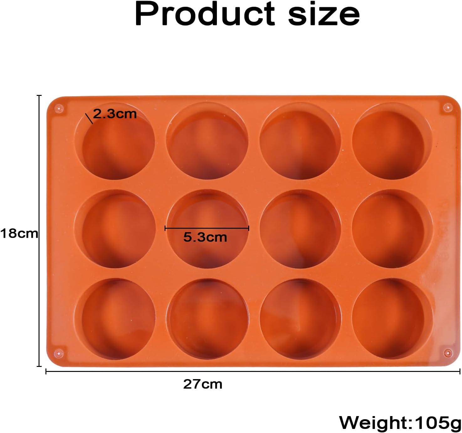 Muffin Pan, 12 Cup Silicone Cake Moulds for Baking, Silicone Muffin Cases, Non Stick Muffin Tin, Cookies Jelly Mould - BPA Free and Dishwasher Safe