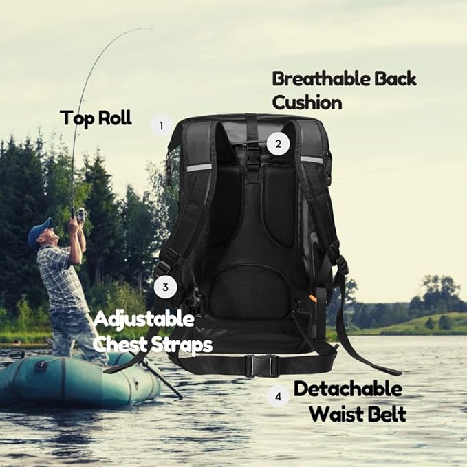 Waterproof Roll Top Kayak Dry Backpack, Floating Outdoor Dry Sack Boating Sailing Canoeing Rafting Fishing Camping 85L Black
