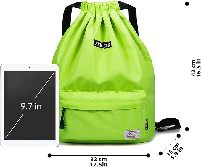 Peicees Waterproof Drawstring Sport Bag Lightweight Sackpack Backpack for Men and Women