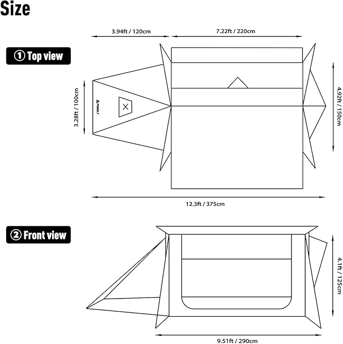 POMOLY Hot Tent Bushcraft Tent, STOVEHUT 20 2.0 Ultralight Shelter with 4 Poles for 1-2 Person Camping, Backpacking (Brown)