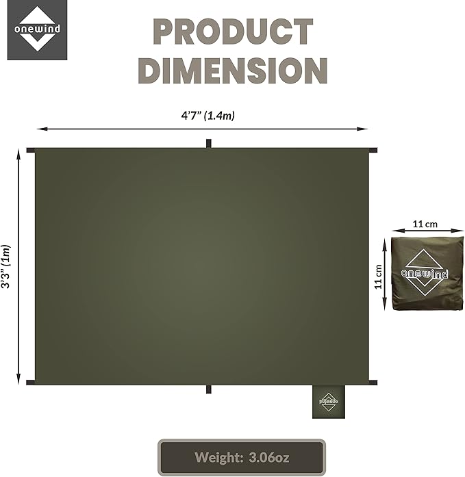 Onewind Compact Footprint, 4000mm Waterproof Rate PU Coating, 55" *39"Ultralight Camping Floor Ground Sheet with Carry Bag for Backpacking, Hiking, Camping, Picnic, Ground