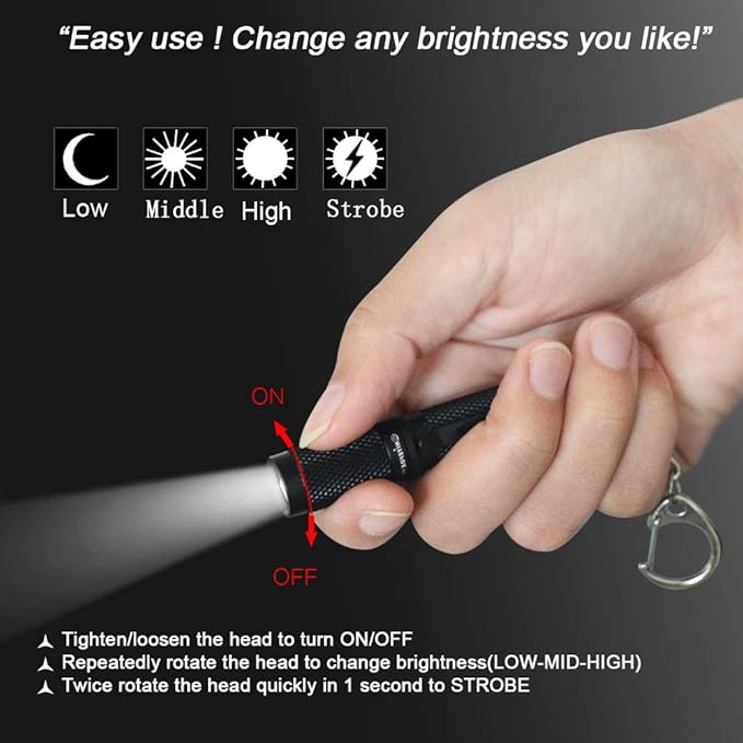 Mini Keychain Flashlight AAA Small Bright Pocket Light 150 Lumens 3 Modes Multipurpose Hatlight Camplight Tablelight for Everyday EDC Reading Walk Emergency Parents Kids Gift
