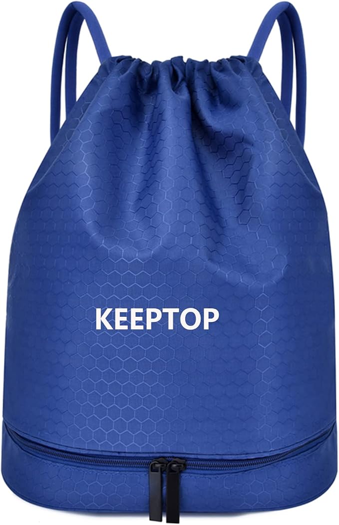 Waterproof Drawstring swim Bag Sackpack Backpack,Dry Wet Depart,Swimming Gym Yoga Sport Shoulder Rucksack Daypacks Casual Bags (BLUE)