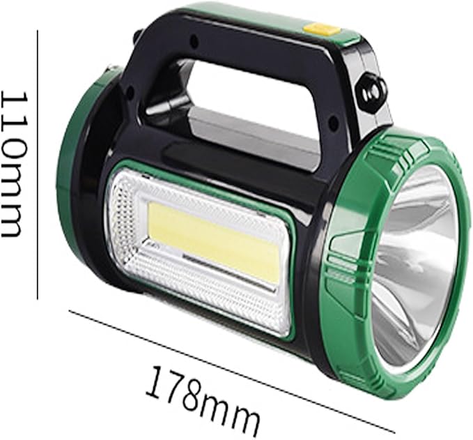 Solar Rechargeable LED Searchlight Spotlights, Super Bright 10000LM Handheld Spotlight Lantern, Multifunctional LED Lamp Camping Work Light, 6 Light Modes, Power Bank, IPX4 Waterproof